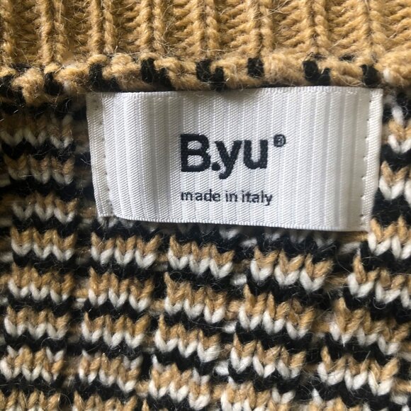 B. YU Textured Tweed Cardigan Cream Black White Made Italy Size S Excellent Cond - Picture 4 of 6